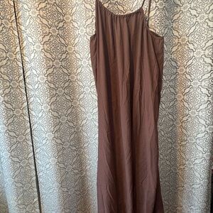 Brown Women's Slip Dress - Minimal Spaghetti Strap Style